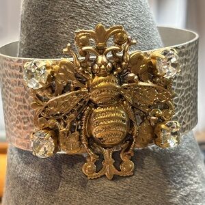 Gold and Silver plated brass Bee Cuff Bracelet